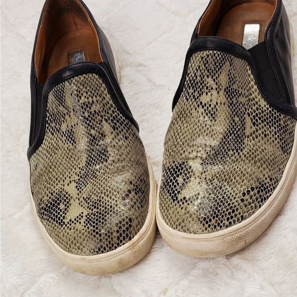 Halogen Snakeprint & Black Leather Slip on Slides - Picture 2 of 5